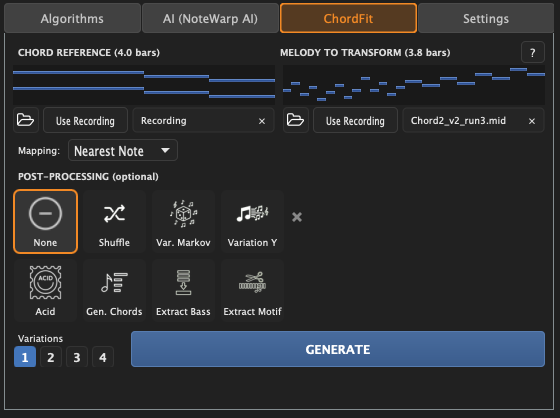 ChordFit - Bidirectional Transformations